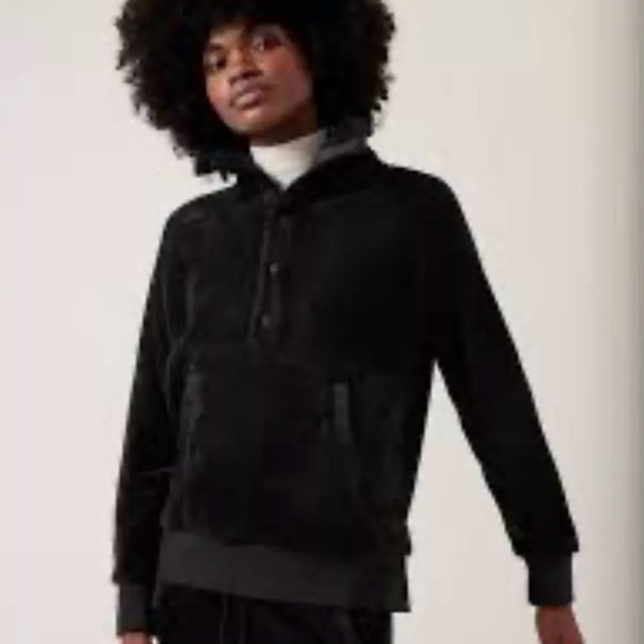 Athleta Recover Cozy Snap Front Sweatshirt Soft Black Size Large - Picture 1 of 9